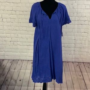 NWT Old Navy Linen Embroidery Detail Dress Blue XL